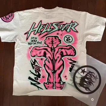Тенденция 2023 года к продаже Новой Уличной одежды Harajuku 1: 1 Футболка Мужская Женская С Рисунком Граффити Лучшего качества Розовая Футболка С принтом Y2k