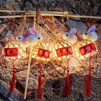 Украшение для праздничной вечеринки; Очаровательные фонарики с кроликами ручной работы для фестиваля середины осени; Переносные светящиеся для детей в китайском стиле