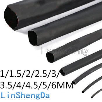 Упаковка термоусадочных трубок с черной изоляцией, 10 диаметров по 1 метру каждая 1/1.5/2/2.5/3/3.5/4/4.5/5/ 6 мм