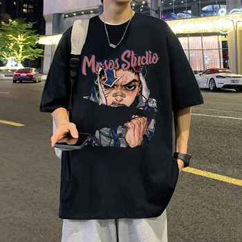 Хлопковая мужская футболка оверсайз, повседневная свободная женская футболка Y2K High Street в винтажном стиле с коротким рукавом, новинка, горячая распродажа
