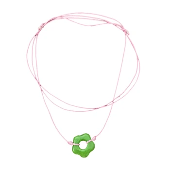 Цветочное ожерелье с регулируемым узлом Ожерелье с полым цветком Ожерелье с узлом Ожерелье из смолы Украшения для шеи