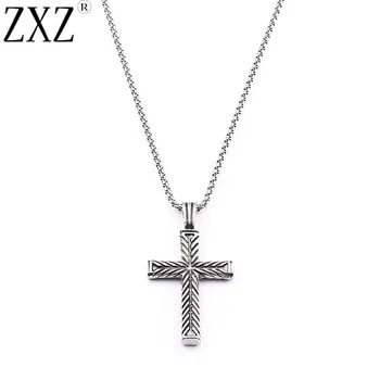 Цельнокроеное модное мужское ожерелье с подвеской в виде креста из нержавеющей стали для мужчин и женщин длиной 60 см