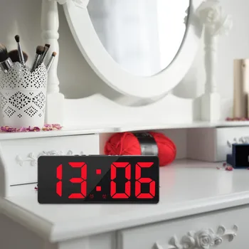 Цифровой светодиодный настольный будильник с большим дисплеем 3 дюйма, температурный режим USB 12/24 часа, Маленькие настольные прикроватные часы для спальни Особенности:
