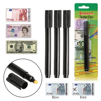 Черная пластиковая ручка для обнаружения поддельных купюр карманного размера, портативная ручка для проверки денег