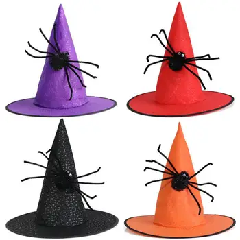 Шляпа Ведьмы Шляпа на Хэллоуин Добавит нотку вашему костюму Универсальная и стильная Нетканая шляпа-паук Шляпа Ведьмы