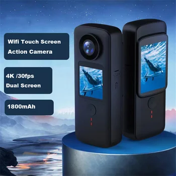 Экшн-камера с двойным экраном 4K, 1080P / 30 кадров в секунду, Водонепроницаемая камера видеозаписи WiFi DV, спортивные камеры, мини-камера для дайвинга на открытом воздухе