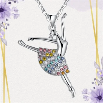 Элегантная простая танцующая девушка, красочный горный хрусталь, нежное ожерелье с подвеской, персонализированная цепочка для ключиц, сувениры для вечеринок