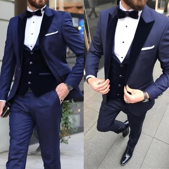 Элегантный бархатный жилет Homme Slim Fit Деловые костюмы для мужчин, 3 предмета, свадебный блейзер для жениха Terno Masculino, повседневная одежда