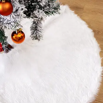 Юбка для Рождественской елки 38 см, Плюшевый Снежно-белый искусственный мех, Рождественские елки, Ковер, Рождественские украшения для Новогодней домашней вечеринки.