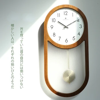 Японские ретро-часы настенные часы часы для гостиной, подвесная атмосфера на стене, китайское креативное украшение дома, деревянные часы с маятником