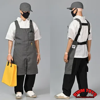 Японский стиль, кофейный фартук солдата в масштабе 1/6, модный тренд, простой светло-серый фартук на бретельках, сумка-нагрудник для 12-дюймовой фигурки